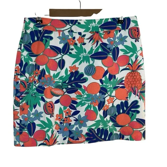 Talbots Women’s Multicolored Flowers/Fruit Design Side Zip Lined Skirt. Size 12 - Picture 1 of 4